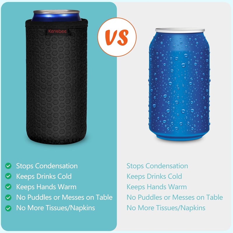 KENOBEE 3 Pack Can Cooler Sleeves for 12oz 16oz Can & 12oz Slim Can, Soft Insulated Reusable Non-Slip Neoprene Can Cooler Drink Caddies Holder Covers for Beer, Soda, Energy Drinks - Image 5